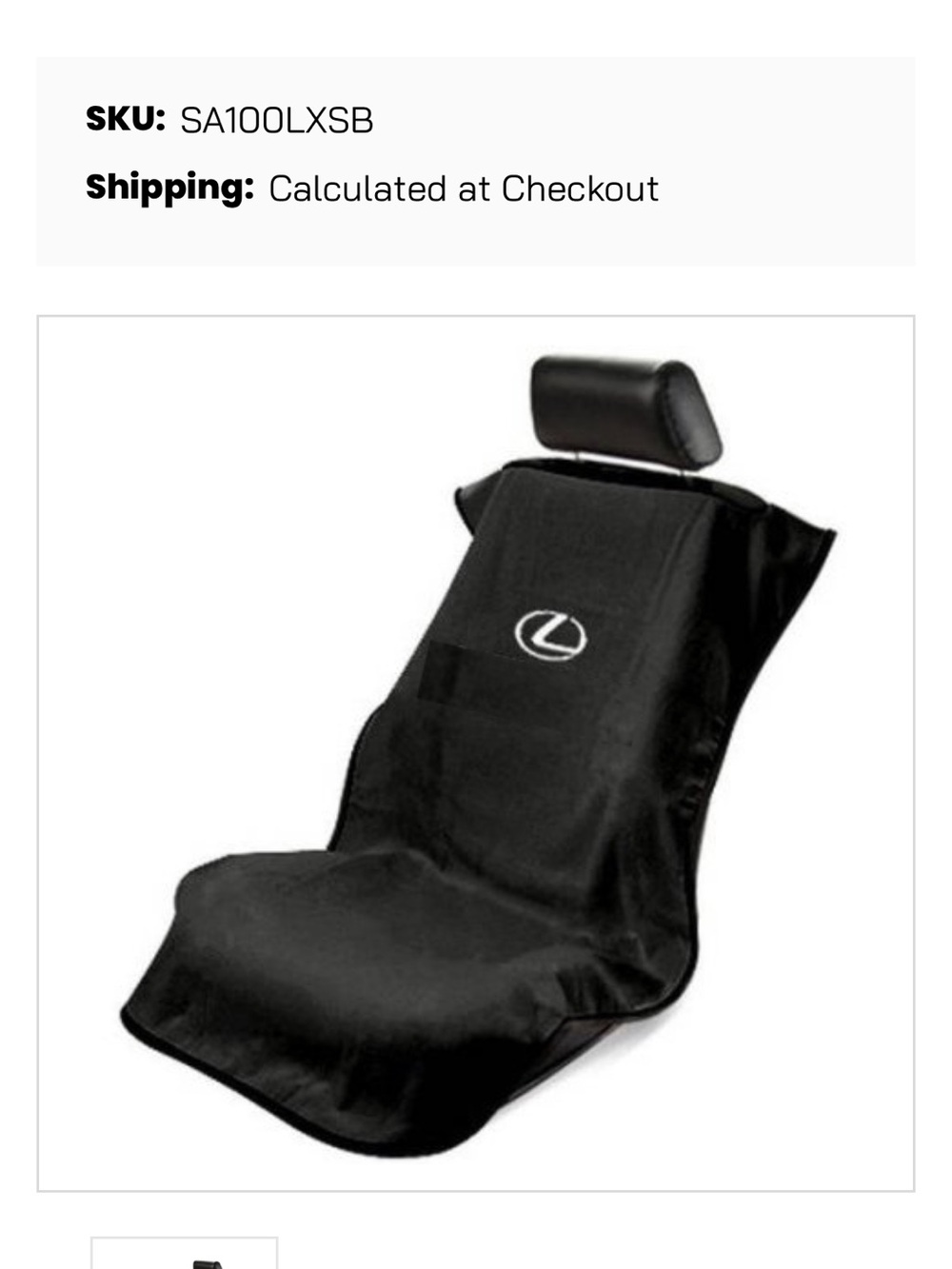 Caden Lane Black Car Seat Towel with Silver Lexus emblem